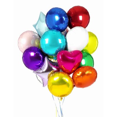 Арт.267 Фольгированные шары «Звезды, сердца, круги»  цвет на выбор 